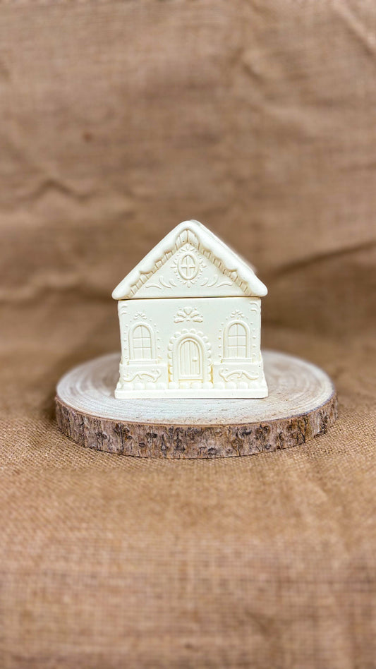 Casetta di Natale – Candela Artigianale in Gesso Ceramico
