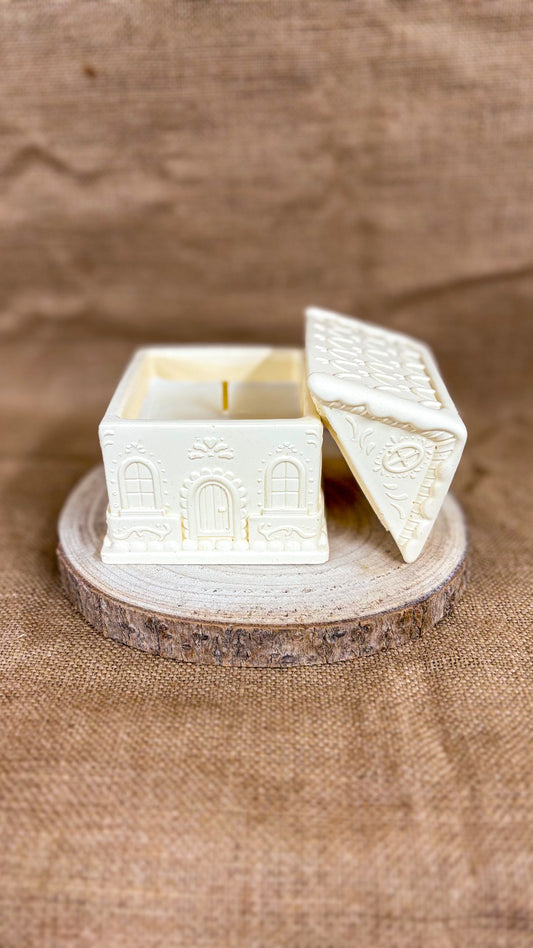 Casetta di Natale – Candela Artigianale in Gesso Ceramico