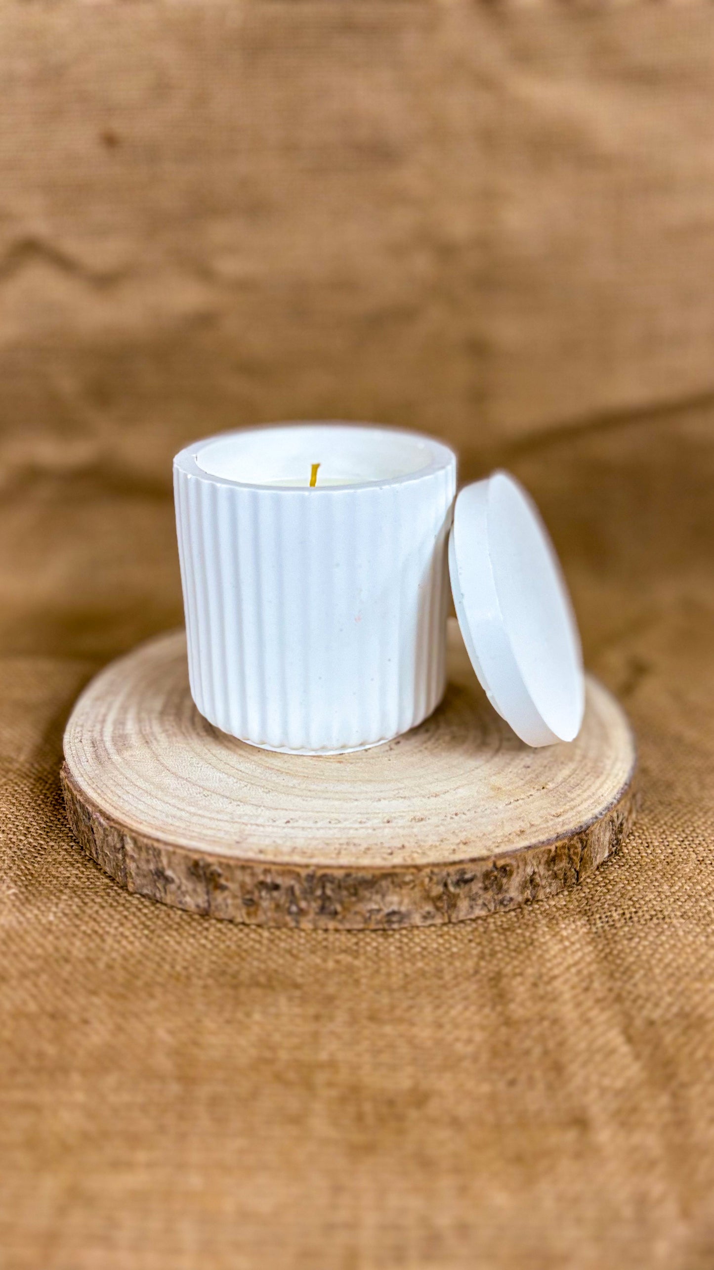 Candle Jar – Candela in gesso ceramico con coperchio