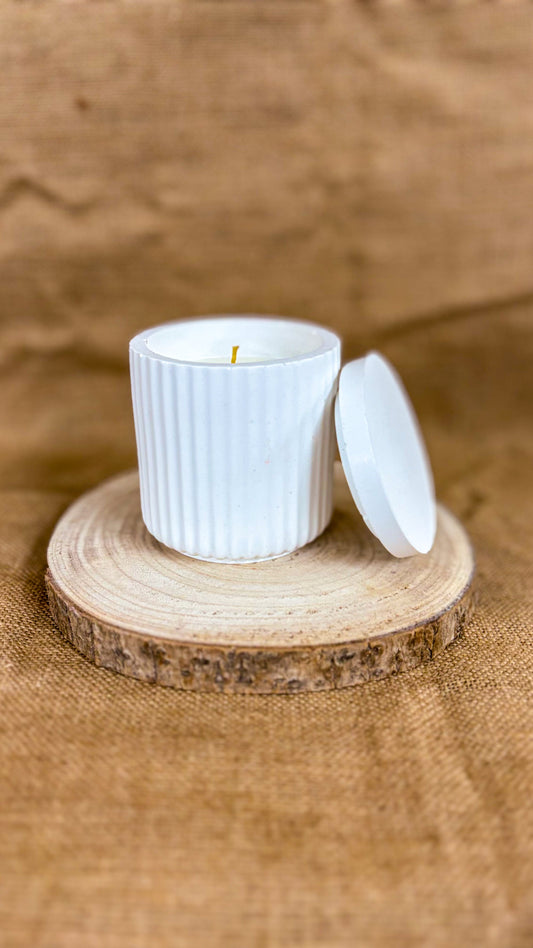 Candle Jar – Candela in gesso ceramico con coperchio